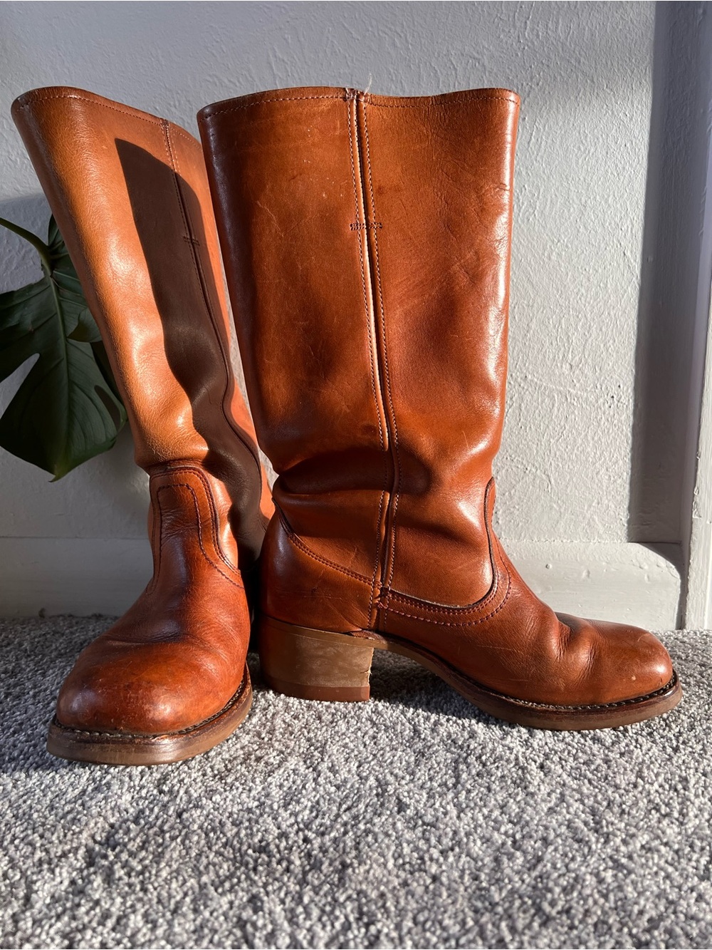 Unbranded Vintage Frye Campus Style 1970s Brown Leather Mid-Calf Boots - Picture 2 of 12